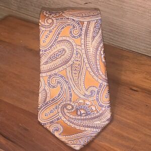 Michael‎ Michael Kors 100% Silk Men's Neck Tie Paisley Peachy Gold 58" X 3 1/4"